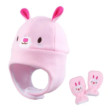 

Cartoon Baby Polar Fleece Hat Glove Set Toddler Boy Girl Shark Molding Cap Infant Warm Earflap Hat Polyester Elastic Super Soft