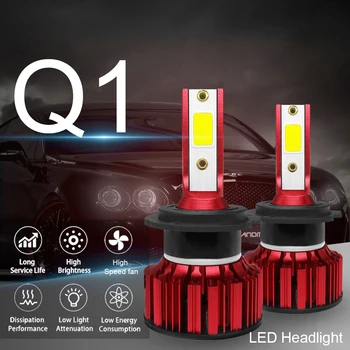 

2 Pcs H7 Q1 LED Headlight 12000LM 6000K 120W COB LED Car Headlight Kit Waterproof High or Low Light Bulb Fit for Cars