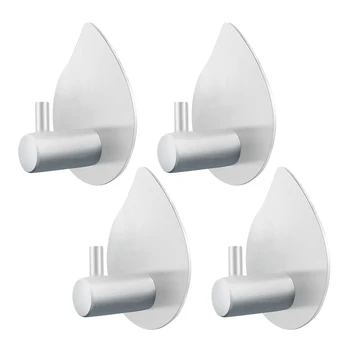 

4pcs Practical Stainless Steel Hangers Wall Mounted Hooks Water Drop Shape Hangers Coat Hooks for Home Kitchen A30