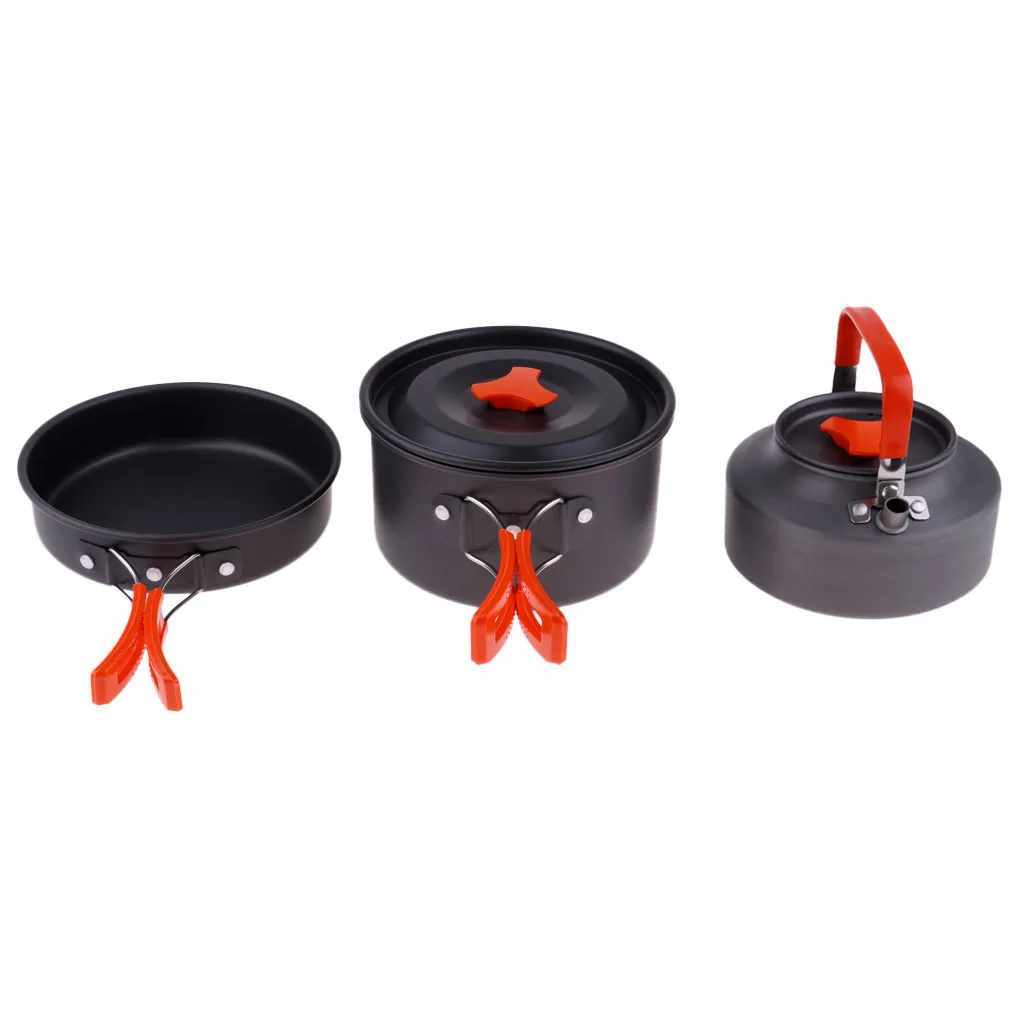 Folding Non Stick Pot Pan Kettle Camping for 2-3 people Cooking Cookware Set