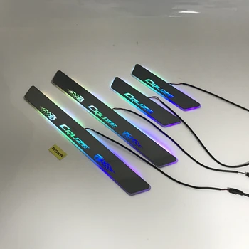 

Acrylic door sill plate strip with led decorative welcome light moving door scuff for chevrolet cruze