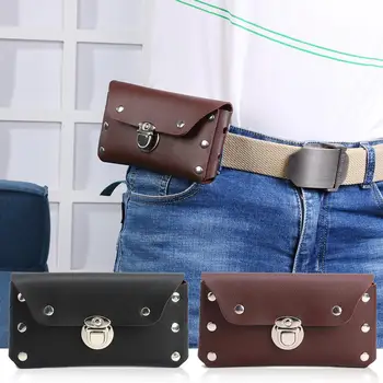 

Hot Sale Waist Packs Multi-function PU Leather Waist Pack Women Men Fashion Rivet Fanny Belt Bag Casual Phone Pouch