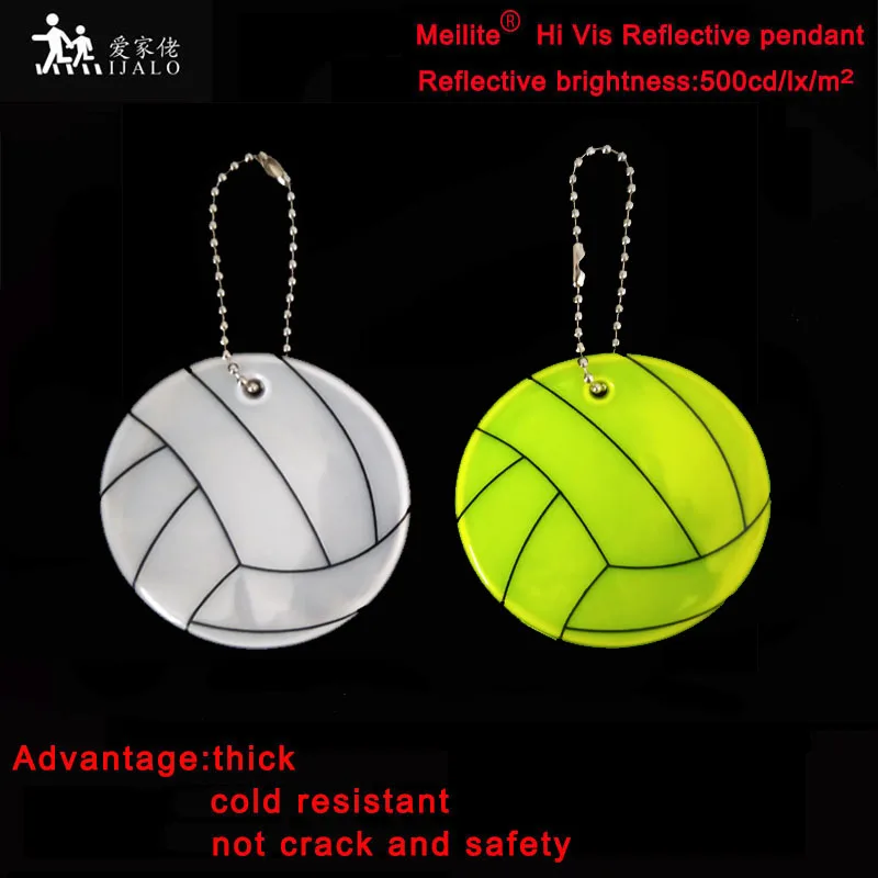 

MEILITE 500 candle light Soft PVC Reflective Volleyball pendant charm bag accessories hanger reflective keychain for road safety