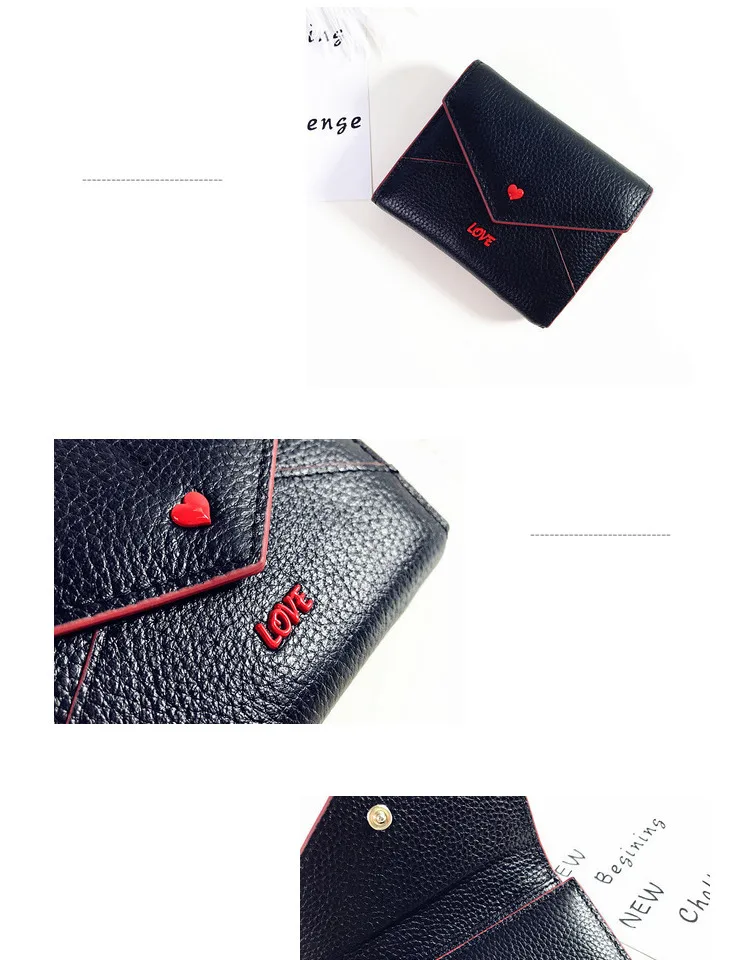 Натуральная кожа кошелек женщины роскошь любовь сердце дамы небольшой кошелек для карточек Известный бренд черный Красный бумажники с карманом для монет серо-голубой