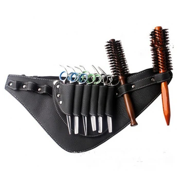 

PU Leather Hair Scissor Bag Clips Bag Hairdressing Barber Scissor Holster Pouch Holder Case with Waist Shoulder Belt Black