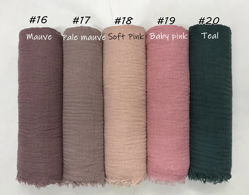 4 100 шт/партия) bubble plain crinkle хиджаб шарф с бахромой женские мягкие однотонные хиджабы популярное кашне мусульманские платки обертывание дизайн - Цвет: 4