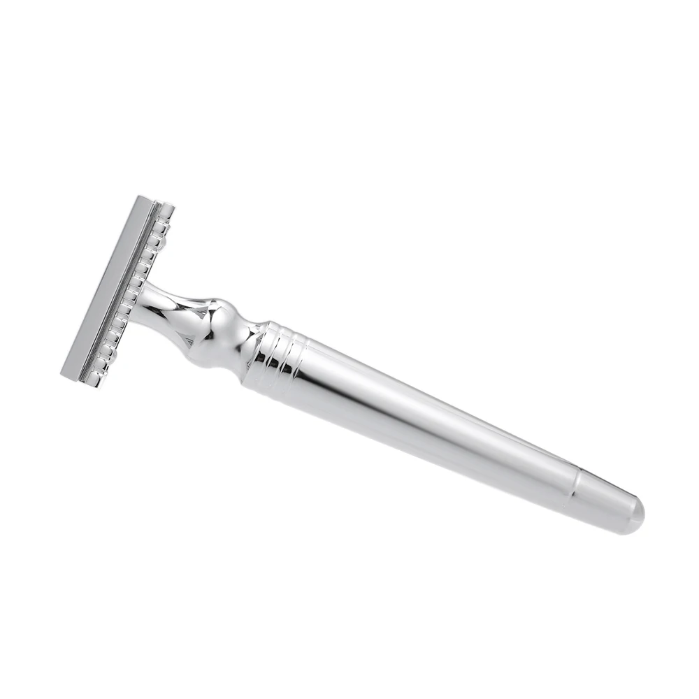 

1pc Alloy Manual Razor Double-edged Metal Trimmer Men's Traditional Beard Razor Long Handled Razor For Dry & Wet Shaving Tool