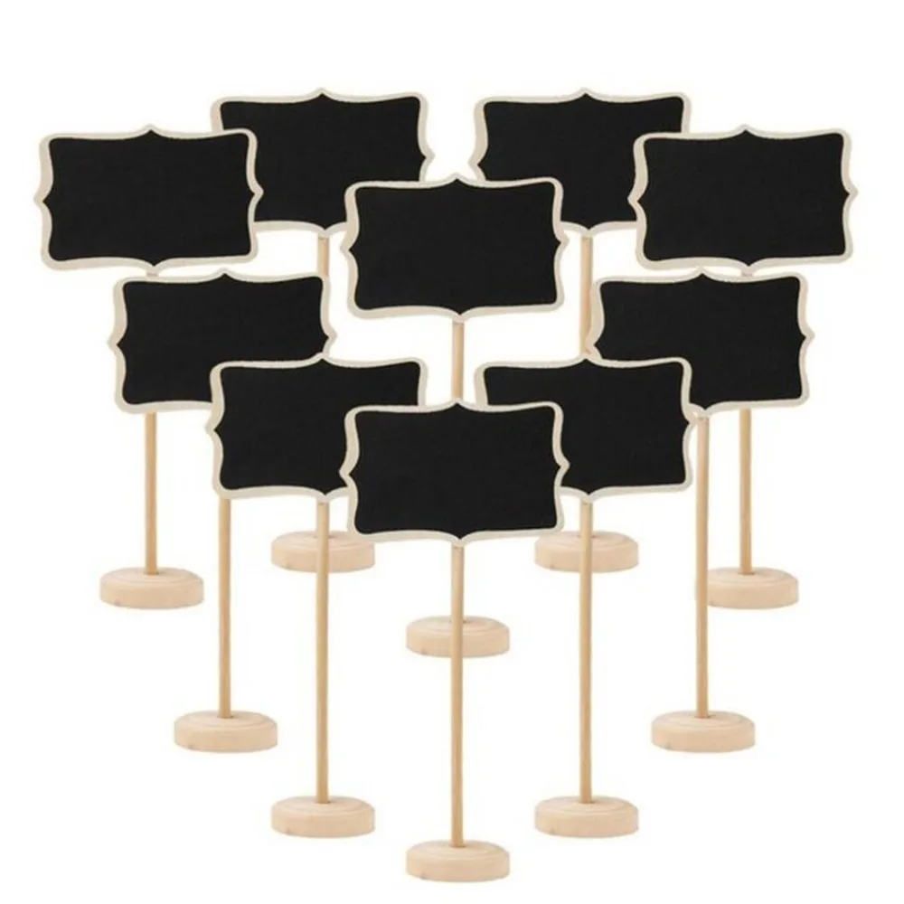 10Pcs Blackboard Wooden Chalkboard Mini Wood Message Notice Board Table Wedding Party Decor Write Information | Канцтовары для
