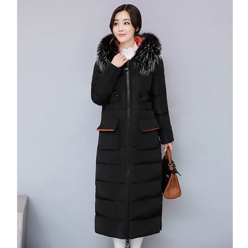 Пуховое хлопковое Стеганое пальто для женщин Зимние новые утолщенные хлопковые куртки средней длины по колено корейские свободные шерстяные куртки с воротником