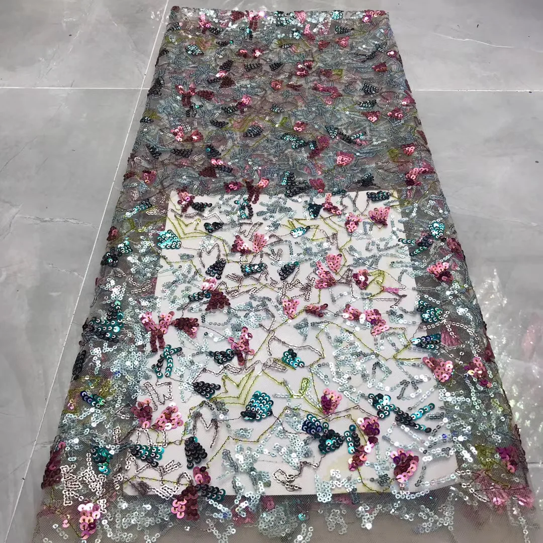 

African sequin lace fabric latest fabric 2020 high quality lace fabric Nigeria tulle lace fabric J40281