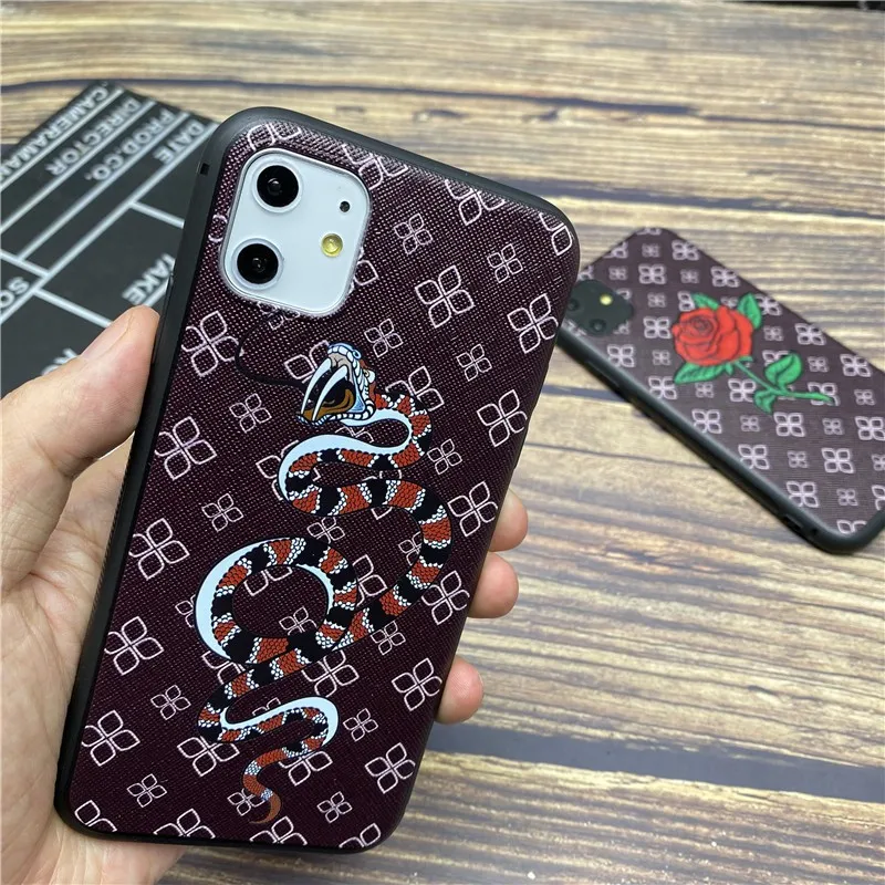 snake GG soft case for iphone 12 MINI 11 pro x xs max xr 8 7 6 6s plus SE 2 silicon phone cover 3d Relief rose coque fundas capa