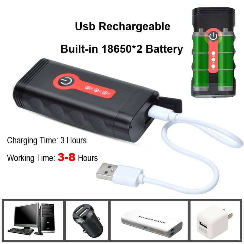 Top 2400Lumen Bike Light Set L2 Bicycle Lantern USB Chargeable Shockproof Waterproof Cycling Lamp MTB Headlight LED Rear Front Light 1