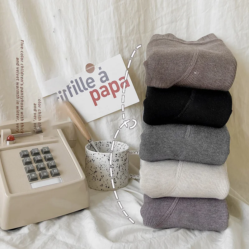 Girls Warm Fleece Leggings Kids Skinny Pants