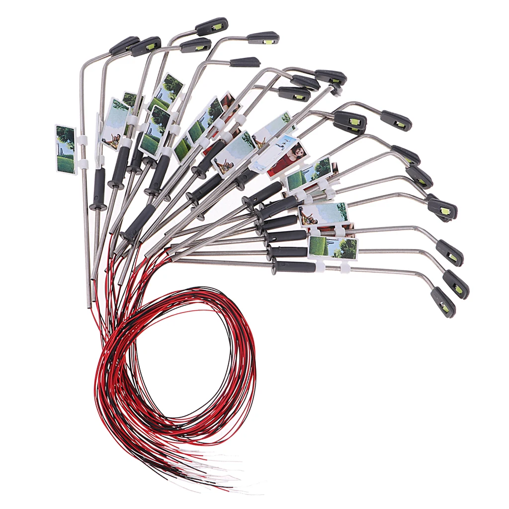 20x HO White LED Lamppost Model Railway Park Landscape Decoration 1/200 3V Street Layout LED Courtyard Lights Garden Accessories