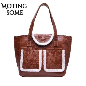 

Causal Women Tote Bag Crocodile PU Leather Handbag Luxury Female Large Shopper Bag Fashion Chic Shoulder Totes 2020 Winter New