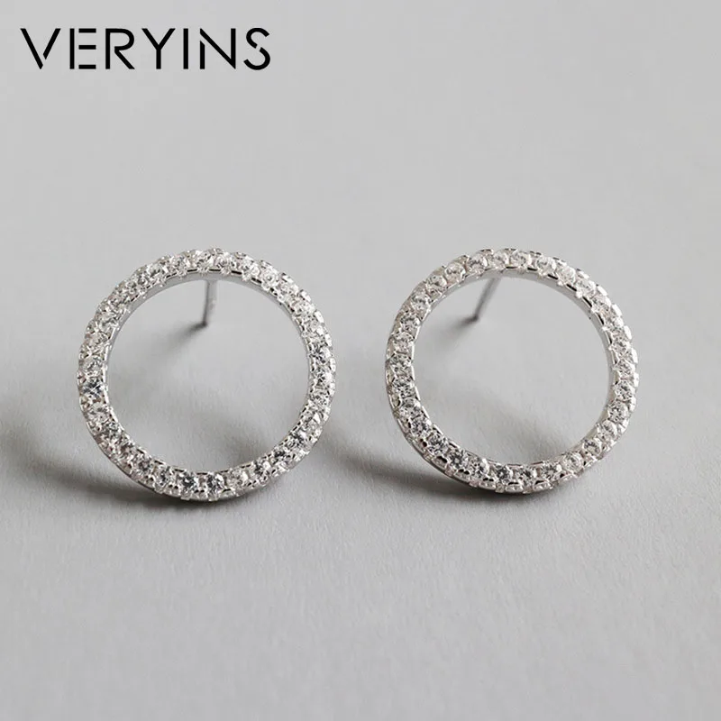 

Veryins Sterling 925 Silver Stud Earrings Zircon Stud Earrings Push Back Fashion 925 Silver Earrings for Women Gift
