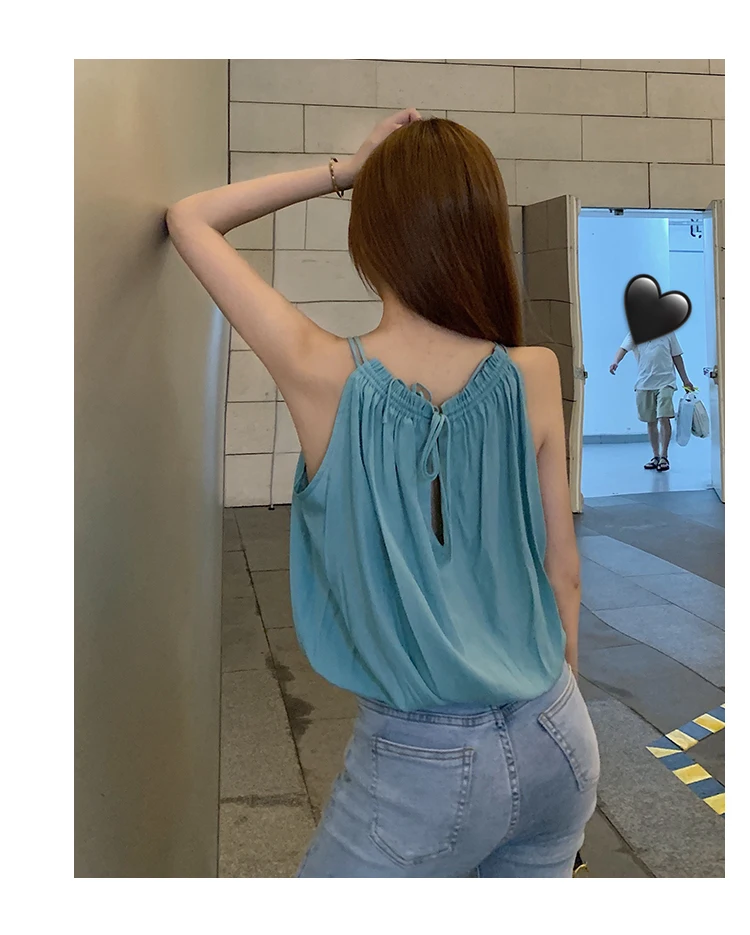 Size S-2XL Women Halter Neck Loose Soft Camis Tops Female Off-shoulder Sexy Laced Casual Solid Tees Tanks Tops Camisole Woman