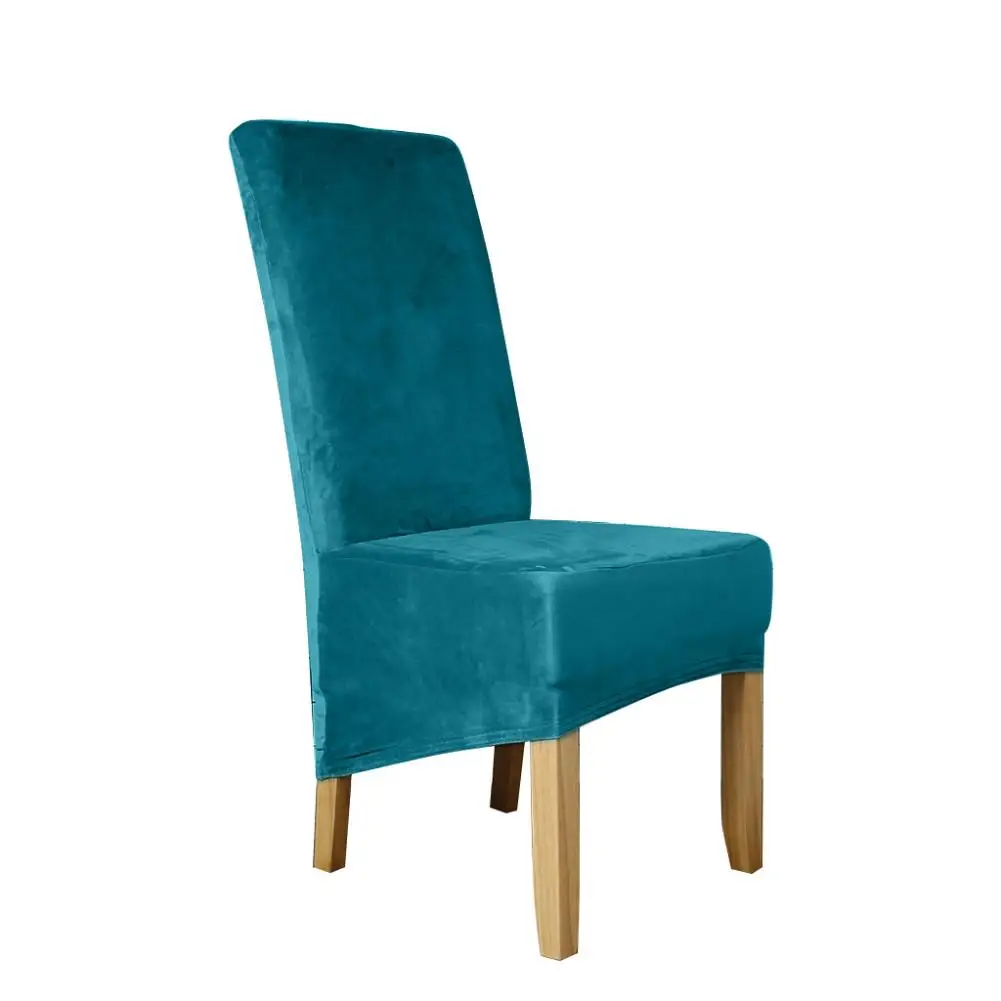 Чехлы на кресла стрейч бархат обеденный стул Slipcovers спандекс плюшевый чехол на стул для ресторана столовой - Цвет: Синий