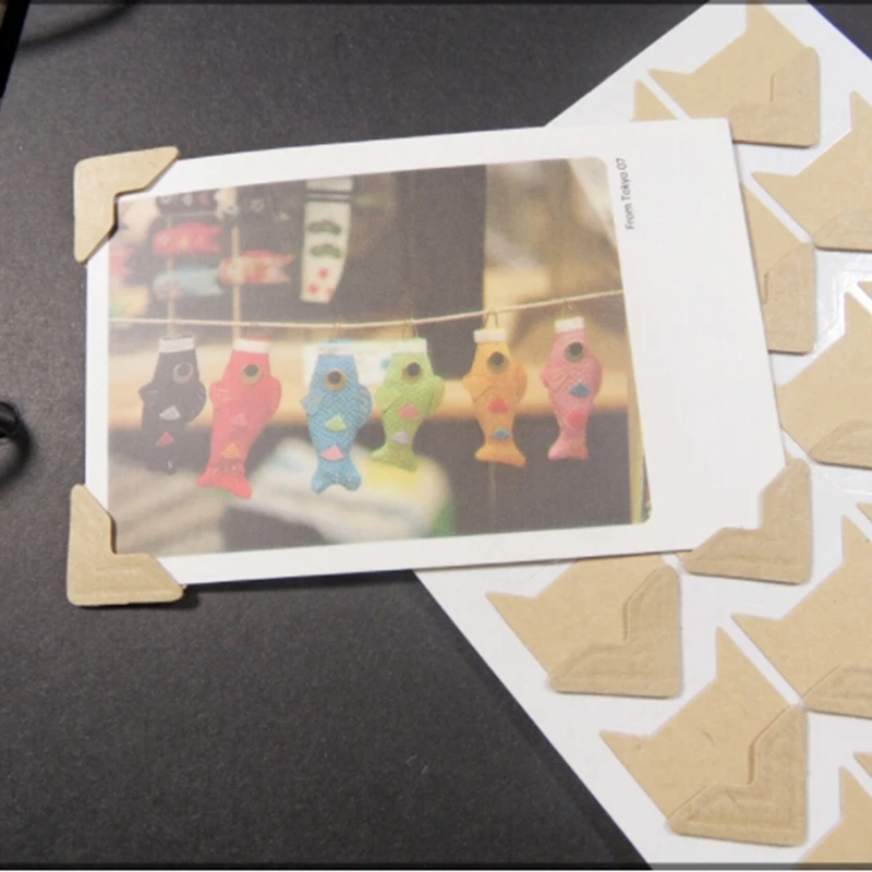

24 Pcs DIY Vintage Corner Kraft Paper Stickers For Photo Albums Frame Decoration Scrapbooking 4 Colors