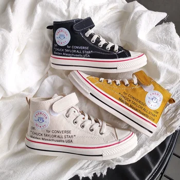 

2019 Autumn/winter New Children's Leisure Medium Bang Canvas Shoes Boy's and Girl's Soft Sole Comfortable Student Board Shoes