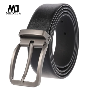 

Medyla 2020 new men's belt dress belt simple fashion men's belt cowhide jeans belt pin buckle punch youth belt