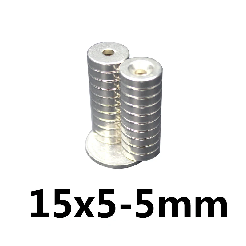 

50/100/ 200 pcs Strong Counter Sunk Ring Magnet 15x 5 mm Hole 5 mm Rare Earth Neodymium Neodymium neodimio imanes 15*5-5mm