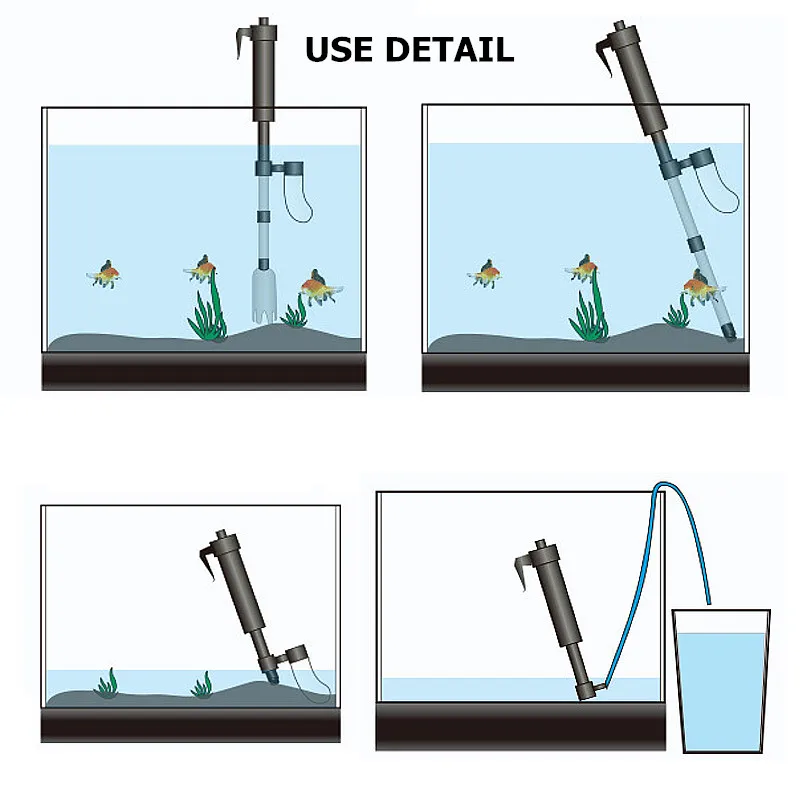 2 in 1 Electric Aquarium Fish Tank Water Filter Pump Siphon Vacuum Water Changer Gravel Cleaner Adjustable Length Cleaning Tools