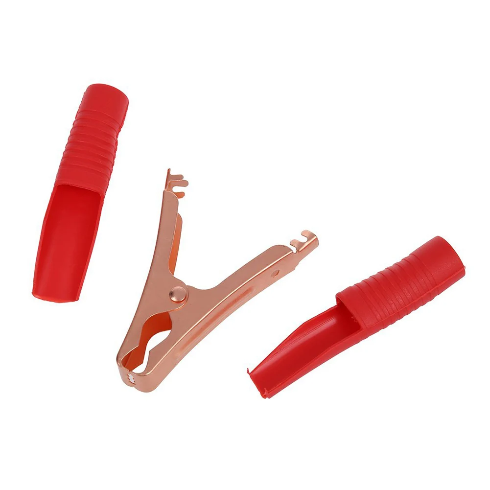 Fashion 2 Pcs/Set Car Battery Clips 100A Copper Plated Insulated Alligator Clamps Red Black Crocodile Clip B88