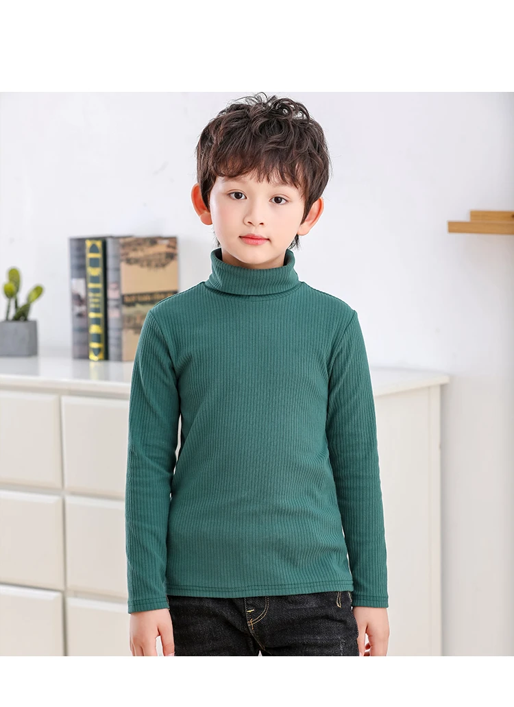 Fall Long Sleeve T-shirts for Kids Girls New Arrival Children Turtleneck Solid Color Tops Toddler Boys Clothes Pink Clothes