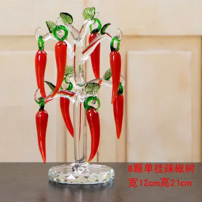 8pcs Single-hang Кристалл творческий день Чили дерево красные огненные украшения винный шкаф гостиная Свадебные украшения домашний декор стола - Цвет: 8pcs Single-hang
