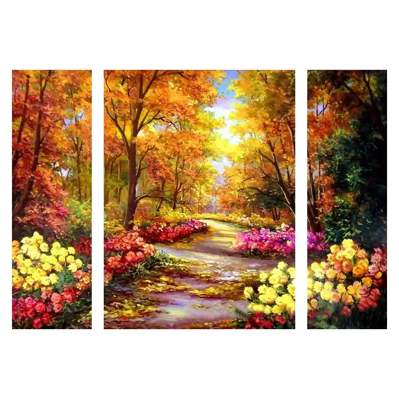 

Gatyztory 3 шт./компл. наборы для самостоятельной раскраски по номерам лес картина по номерам ручная роспись Акриловая Краска на холсте искусство домашний декор