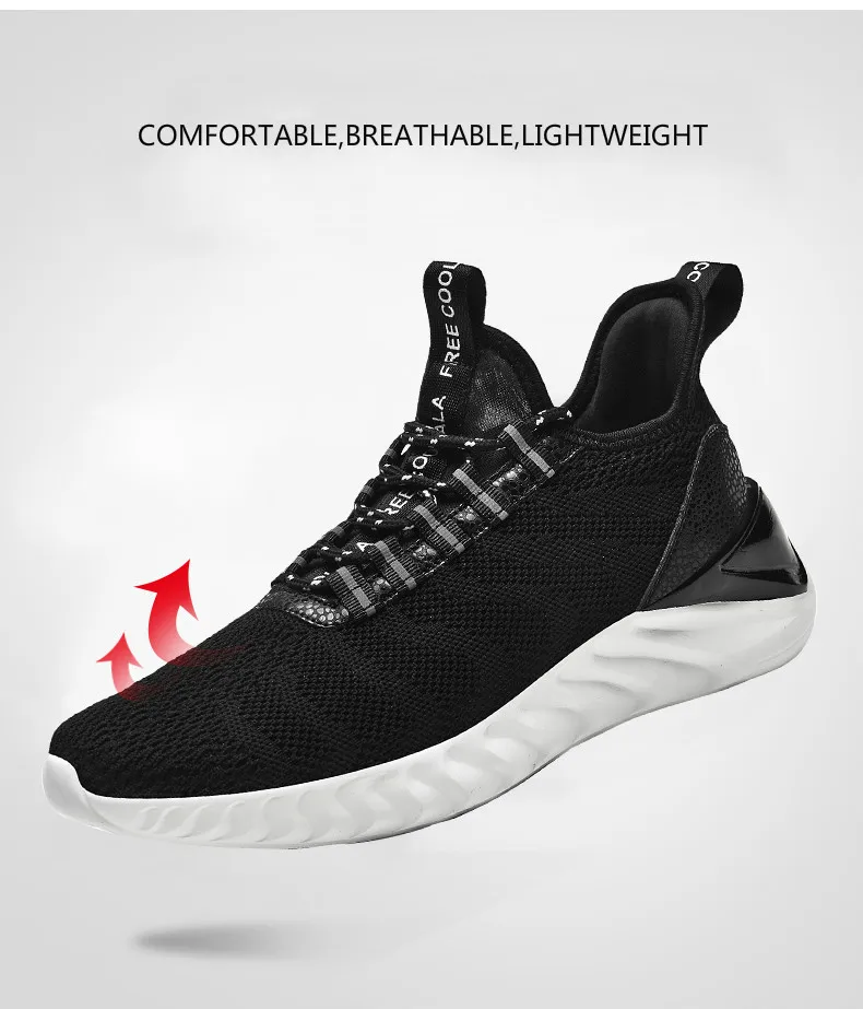 Men Sneakers Plus Size 48 Breathable Fashion Casual Shoes Men Lace-up Flyknit Lightweight Walking Footwear Zapatillas Hombre