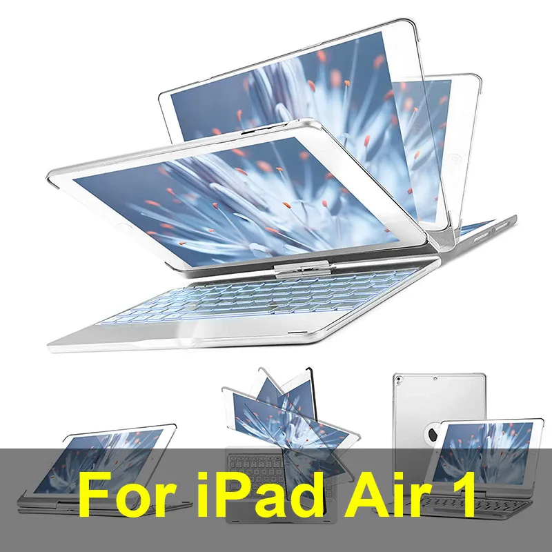 IPad клавиатура чехол для iPad 10,2, iPad Air 10,5, iPad Pro 10,5 со светодиодной подсветкой-360 Вращающийся-Беспроводной-iPad - Цвет: iPad Air 1 Silver