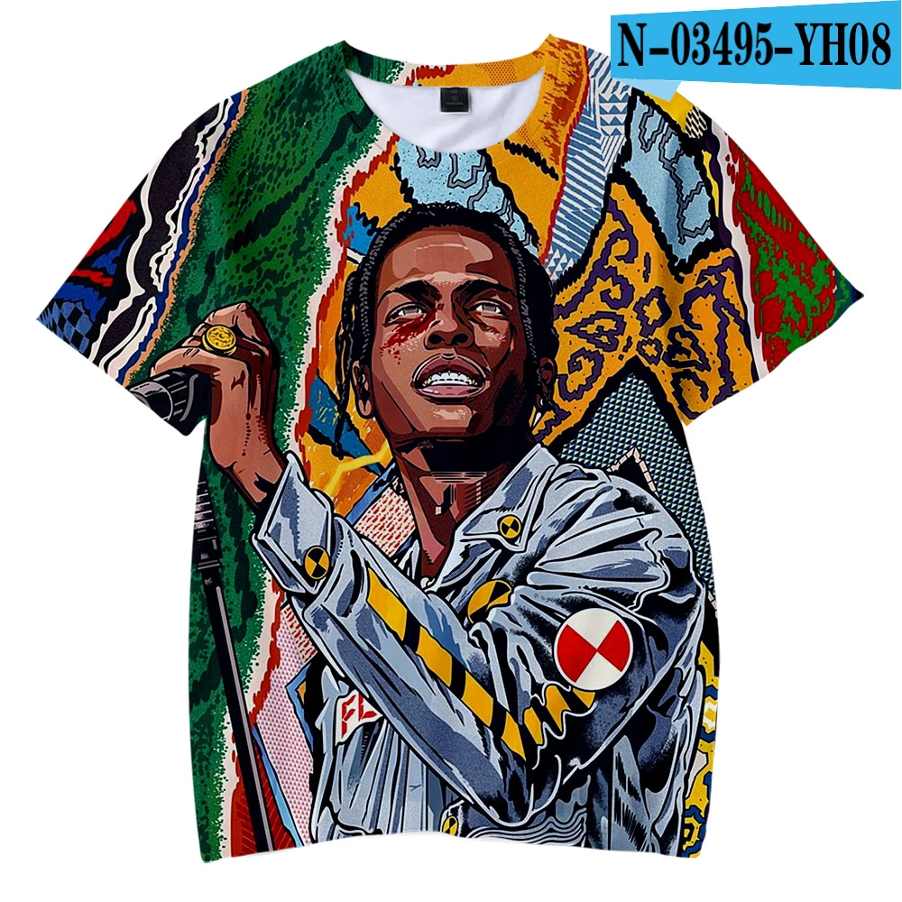 ASAP ROCKY/повседневные футболки Harajuku Одежда для мальчиков и девочек футболка с короткими рукавами детская одежда в стиле хип-хоп - Цвет: Золотой