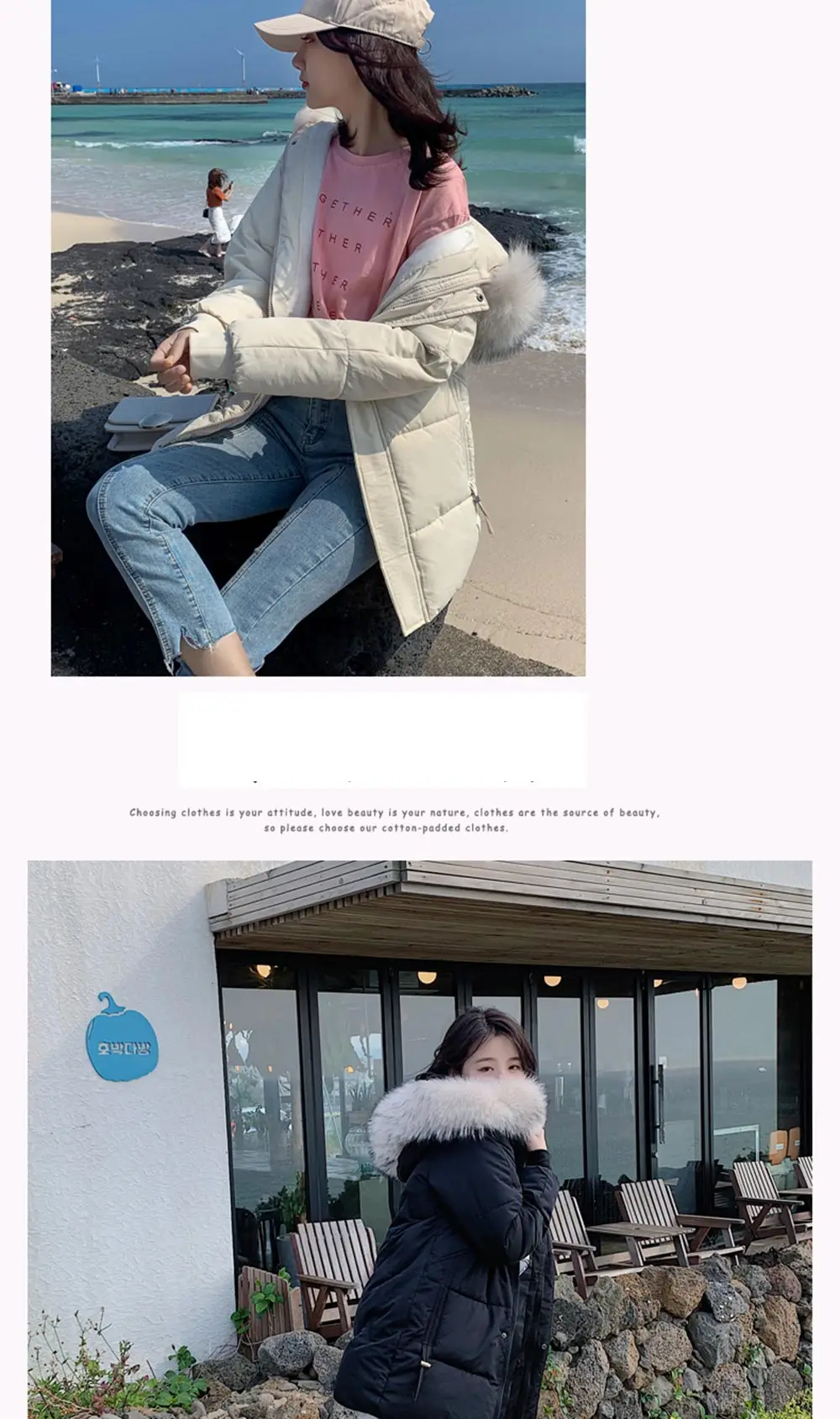 new winter Big fur collar parka women down cotton jacket and thicker cotton jacket for women Hoodies Loose Parka