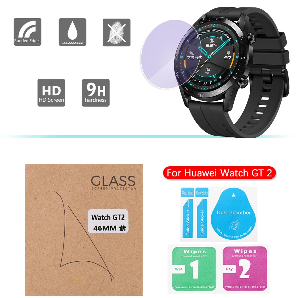 Для huawei Watch GT2(46 мм), прозрачное полное покрытие, закаленное стекло, защита экрана, защитная пленка, защита от взрыва, анти-осколков