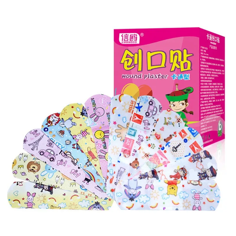 120 unids/caja dibujos animados ayuda Mini lindo niños transpirable vendaje resistente al agua parche de primeros auxilios Kit de vendajes para uso en el hogar