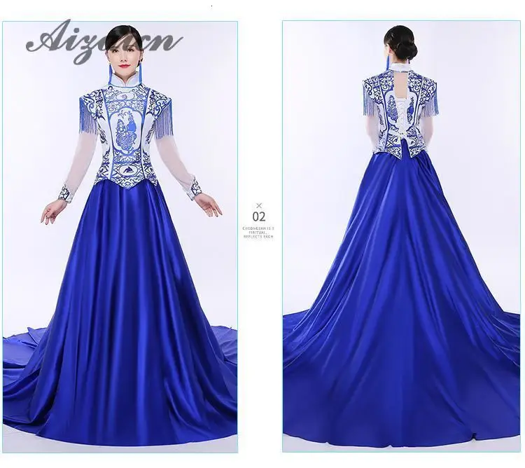 Русалка Восточный стиль вечерние платья длинное китайское платье для женщин черный Qipao Дракон одежда Cheongsam дизайн на заказ