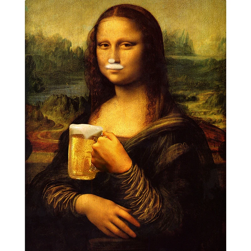 5d diamond Embroidery Mona Lisa drinking beer diy painting cross stitch for children puzzle mosaic crafts | Дом и сад