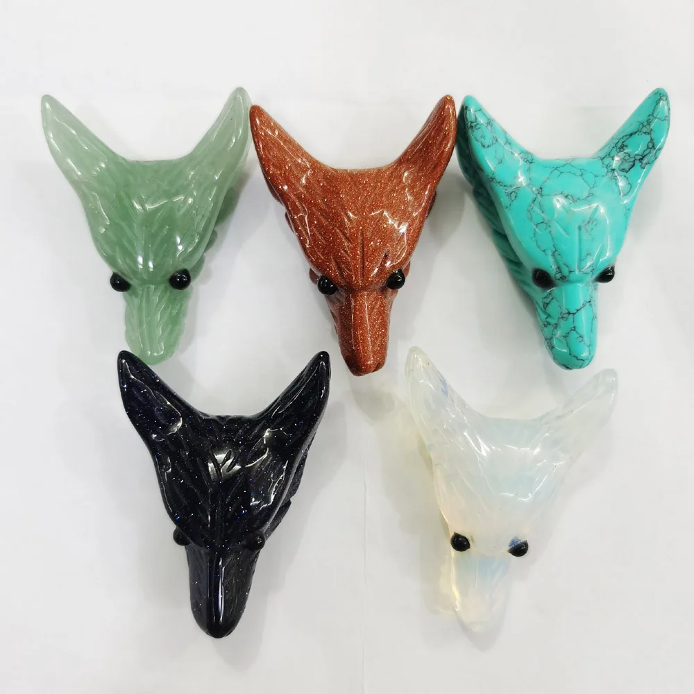 Модные 5 шт Волчья Голова Смешанные Подвески из натурального камня ожерелье для изготовления ювелирных