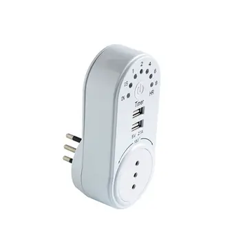 

ITA Plug Countdown Timer Switch Dual USB Ports 1 AC Socket 8 Hours Auto Shut Off
