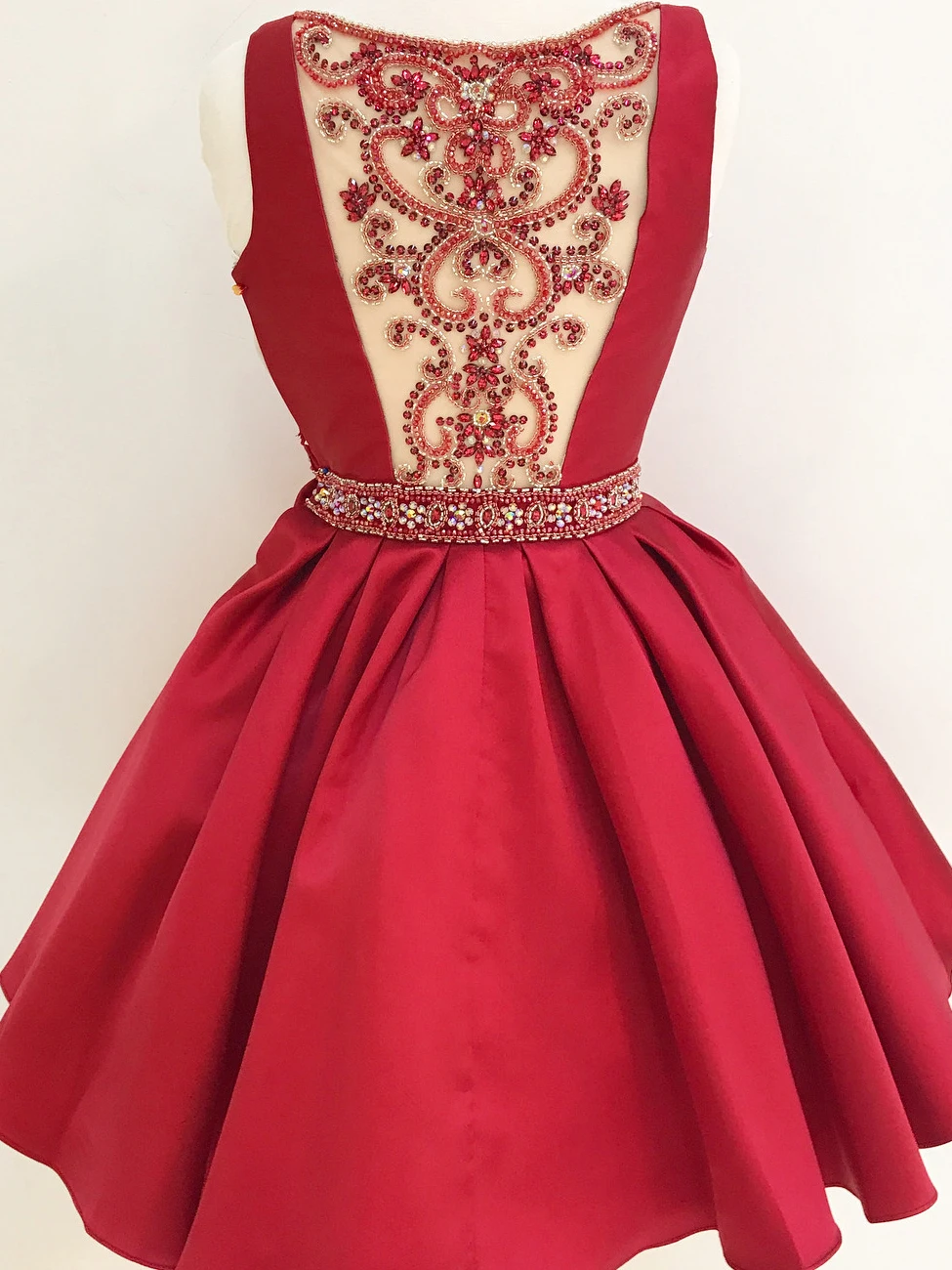 

Luxury Beads Belt Back Satin Short Cocktail Party Gown Homecoming Dresses vestidos de coctail