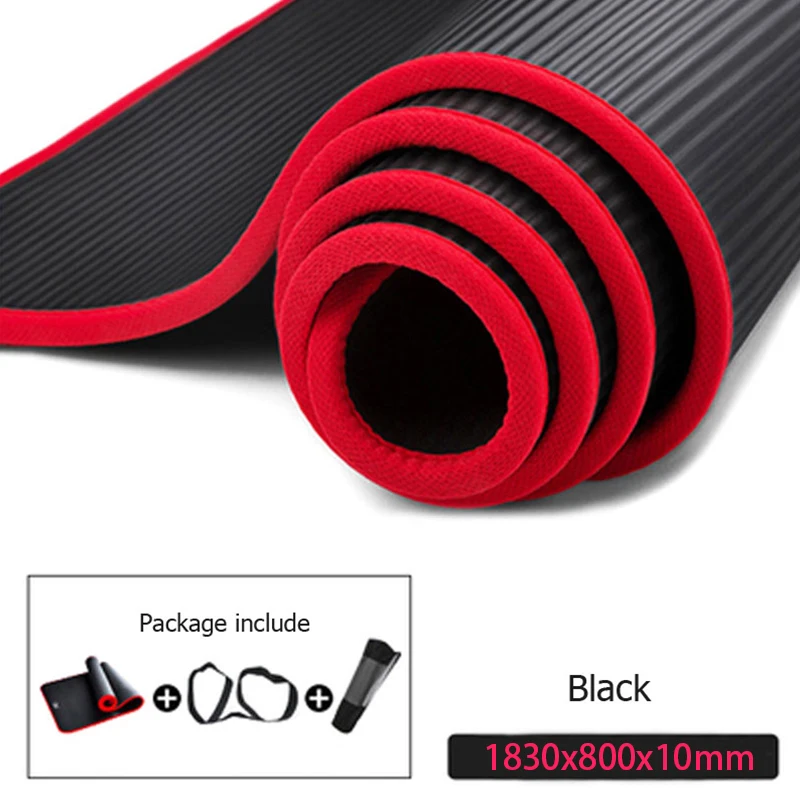 10mm Thickened Non-slip Yoga Mats Tear Resistant Fitness Mats Exercise Sports Gym Pilates Pads With Yoga Mat Bag & Strap