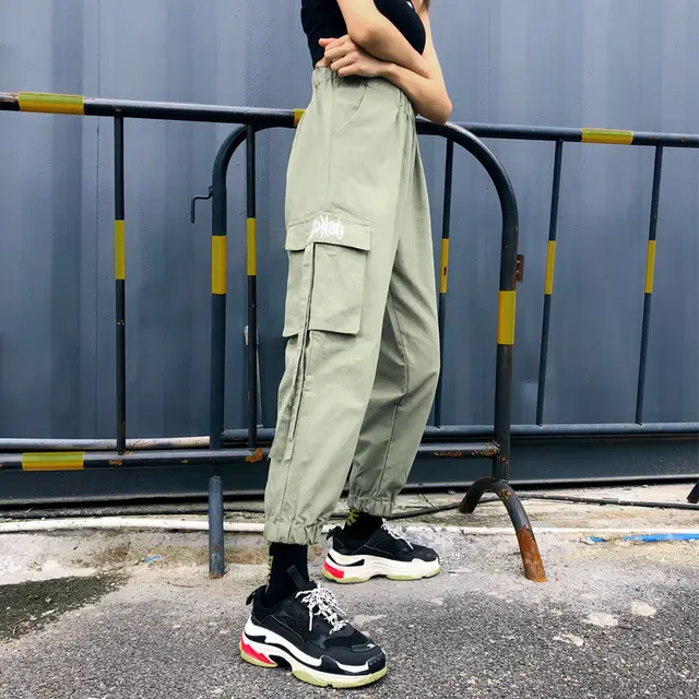 Harem Pants Women Solid Cargo Pants 