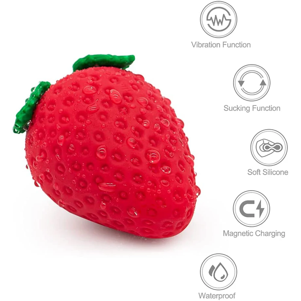 Stimolatore del clitoride con ventosa per capezzoli a forma di fragola, vibratore a ventosa a 8 velocità, punto G, per W_voghion.com