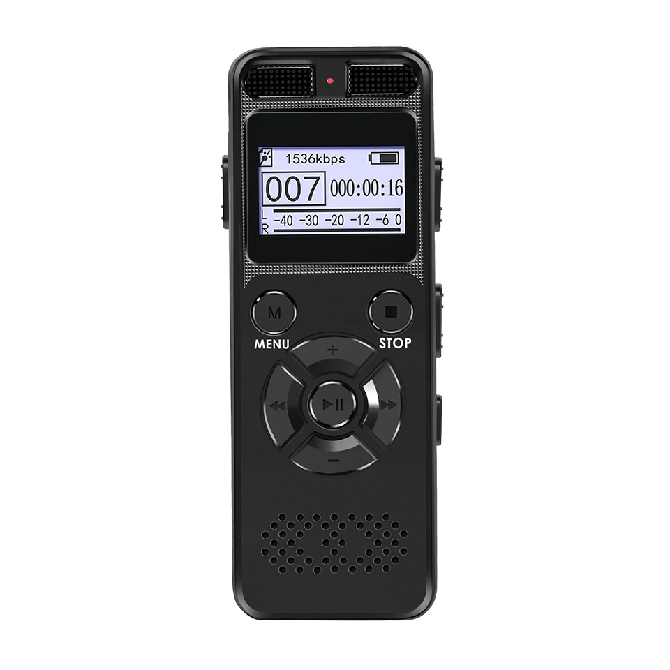 Digital Voice Audio Activated Recorder Dictaphone Registrar MP3 HIFI Stereo 1536KPS WAV Recording Device Gray For Business Gray