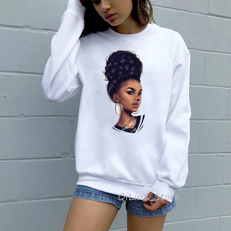 42477O Melanin poppin Толстовка vogue kawaii Black Girl принт Женская толстовка хип хоп рок толстовки женская уличная толстовка одежда - Цвет: 42477O