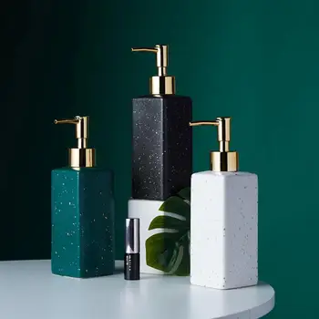 

Shampoo Bottle Ceramic Sub Empty Bottle Sterilization Hand Washing Liquid Emulsion Pressure Empty Bottle Storage Holder Square