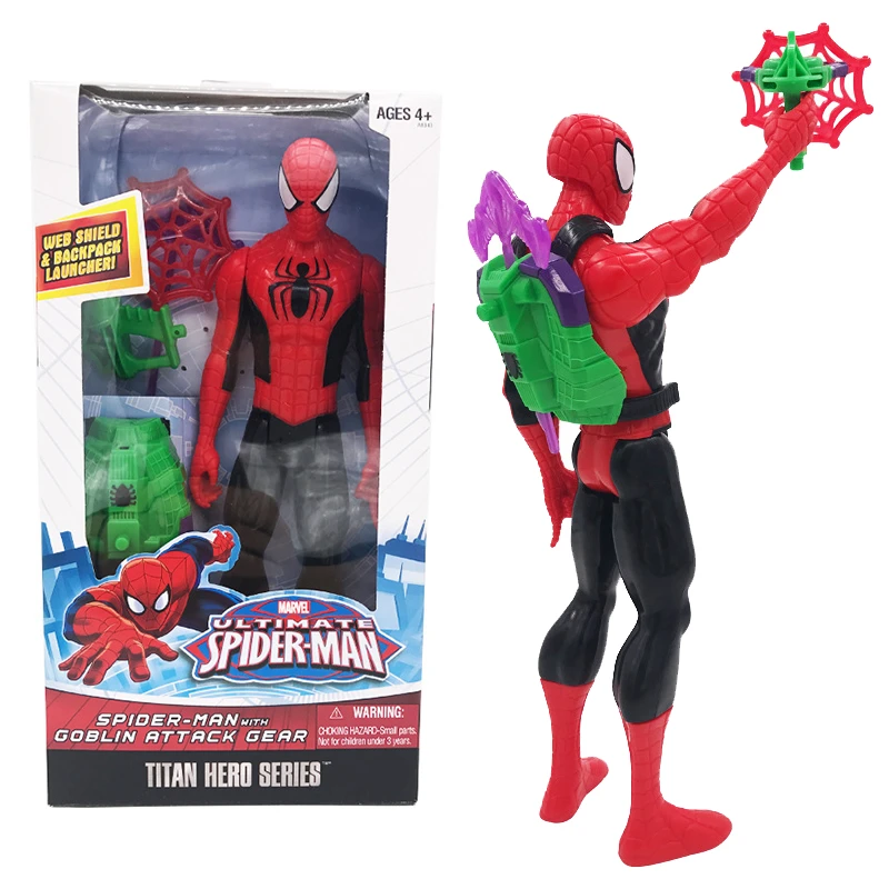 Marvel Avenger Ultimate Spider Man Goblin Attack Gear Titan Hero Series Spiderman Web Shield Backpack Launcher Action Figure Toy Action Figures Aliexpress