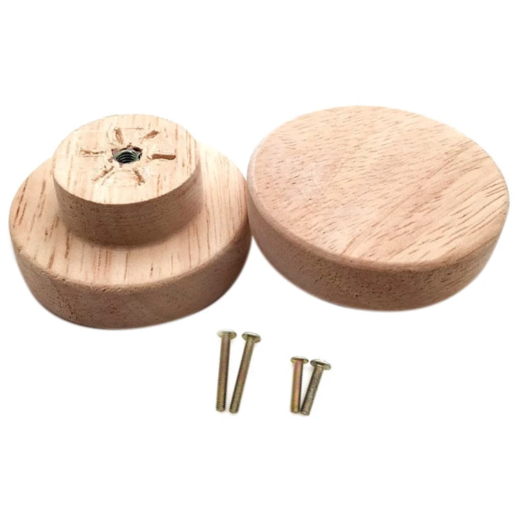

ABSS-10X Home Accessory 50X25Mm Wooden Knob Wood Round Pull Knobs for Cabinet Drawer Shoe Box Cupboard Cabinet Door